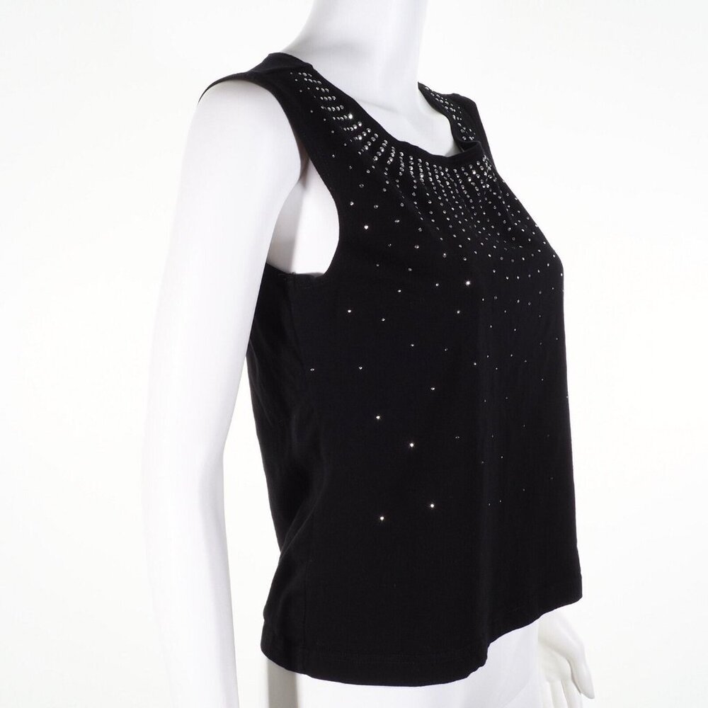 Knit de Knit Top Size Small Sunburst Embellished Studs Silver Black Stretch - Picture 6 of 7